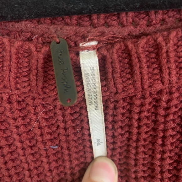 Red Brown knit boxy Free People sweater - Picture 4 of 4